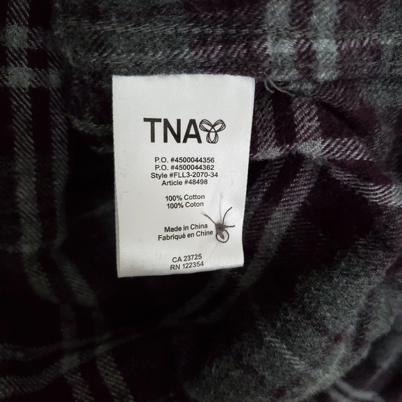 TNA VEUC Brewster Plaid Flannel Hoodie Blouse - Picture 5 of 8